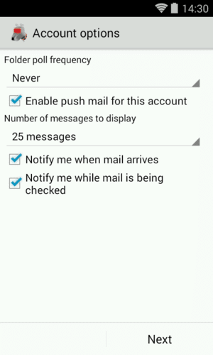 abilitare IMAP push per K9 Mail
