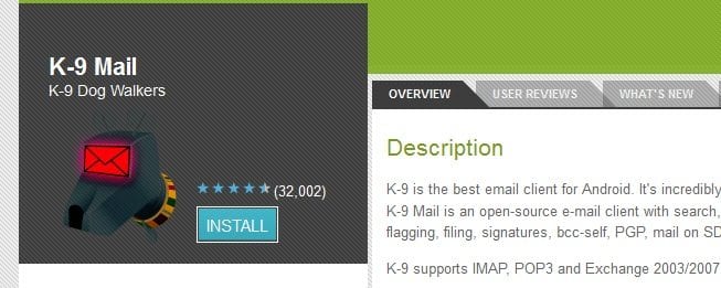 K9 mail con i nostri piani di hosting: Android surclassa Blackberry